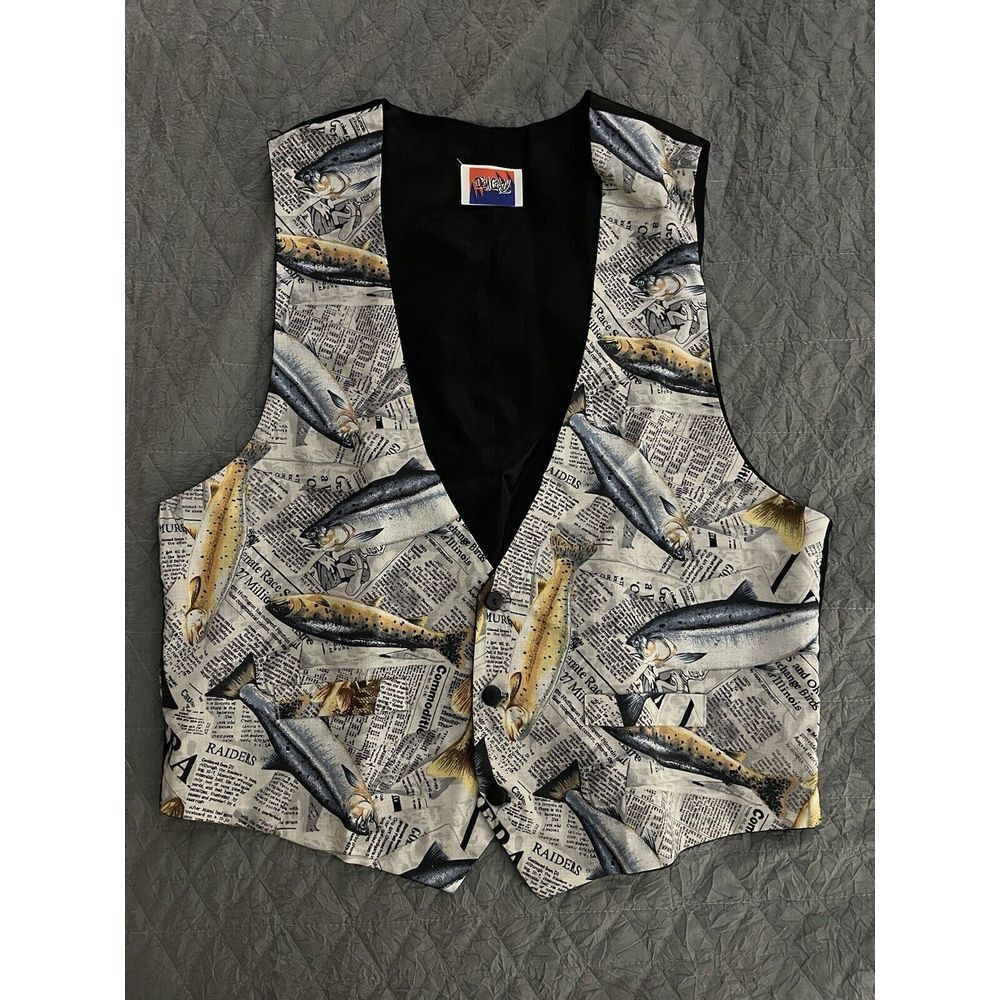 D'Em Crazy Vest - Fish Newspaper - One Size OS - Unique - Commodities - Raiders